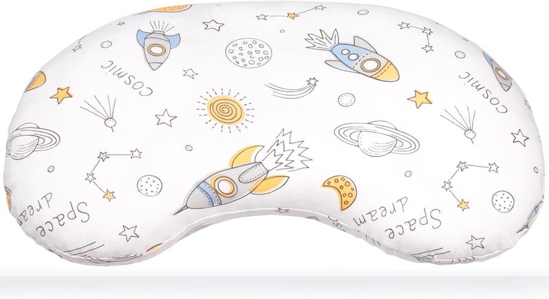 BYRIVER 12x22 Toddler Sleeping Pillow with Cotton Pillowcase, Ergonomic Bed Pillow for Kids Boy Girls, Small Pillow for Daycare Preschool Nap Time, Gifts for Children Ages 3-8 (Spaceship) - Image 1
